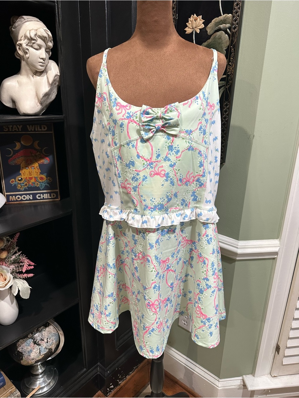 Treasures by Shabby Chic Green Floral Tennis Dress – Size XXL